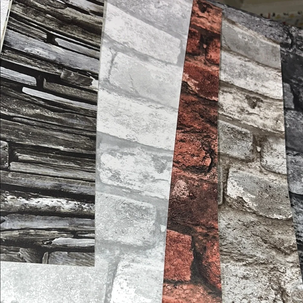 7 Large Assorted Brick Pattern Wallpaper Sample Sheets DIY Crafts - 16”x17.5”